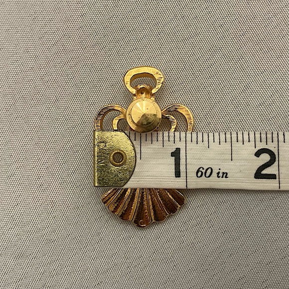 ⭐️ Vintage Gold And Rhinestone Embelished Caroling Angel Brooch - Picture 6 of 6